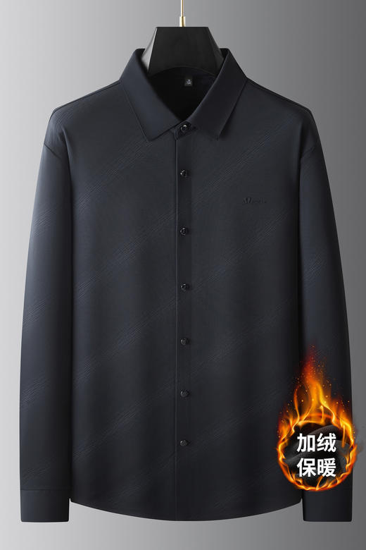 大依优型大码男装加绒衬衫长袖翻领休闲商务打底衫上衣300斤 商品图5