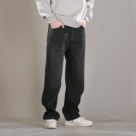 DRONKOO 2025 正常腰表袋撞色绣线复合厚绒厚牛仔长裤 商品图1