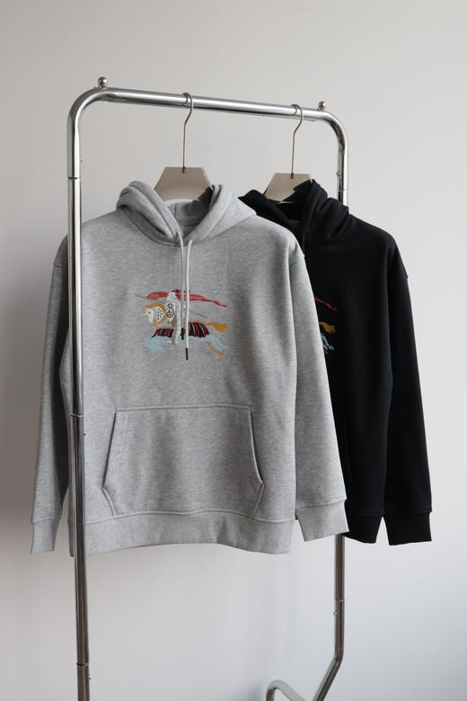 B.B 秋冬加绒厚款 马术骑4徽标连帽卫衣 WY001 商品图2