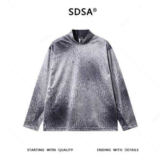 T5002SDSA男士秋冬新款痞帅男装简约渐变豹纹半高领长袖T恤设计师上衣 商品图1