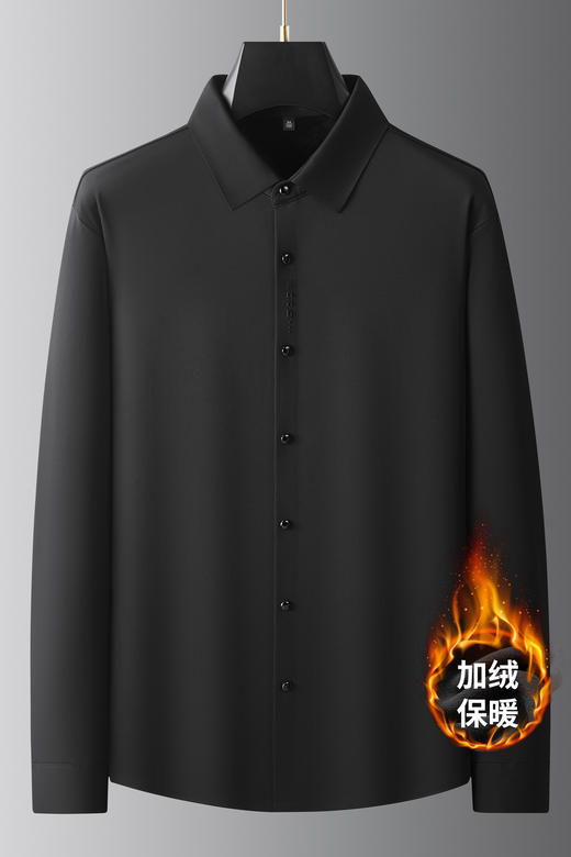 【羊毛】大依优型大码男装加绒翻领长袖衬衫休闲上衣男士300斤秋冬免烫 商品图5