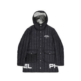 PHILIPPE MODEL 男士字母徽标印花绗缝连帽羽绒服 蓝色 JAPU ND10 04