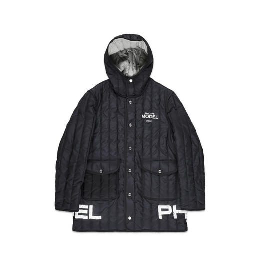 PHILIPPE MODEL 男士字母徽标印花绗缝连帽羽绒服 蓝色 JAPU ND10 04 商品图0