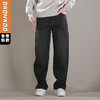 DRONKOO 2025 正常腰表袋撞色绣线复合厚绒厚牛仔长裤 商品缩略图0
