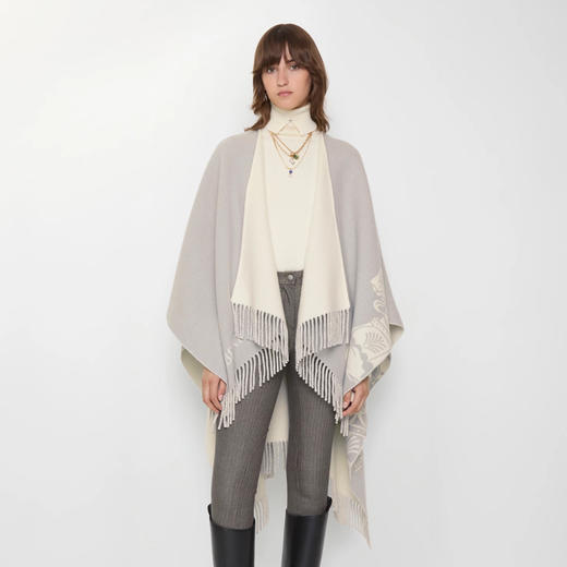 BURBERRY 巴宝莉 女士马术骑士羊毛羊绒披肩 灰色 8110228 C2987 商品图2