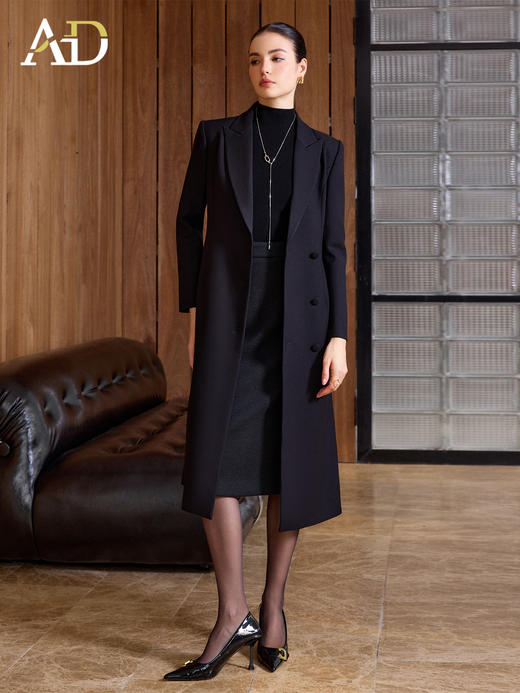AD英伦风双排扣羊毛呢大衣女中长款高级感轻熟简约毛呢外套2025冬 商品图0