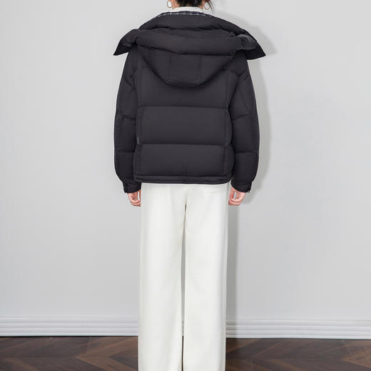 「高货wl」全新升级【铂金会员487/天猫659/差价172】(04814)洛诗琳格纹拼接90白鸭绒羽绒服2025冬季防风保暖短外套女 商品图4