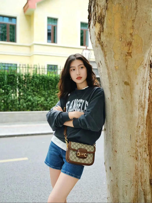 GUCCI 1955 乌木色 老花拼皮 mini 马鞍包 商品图1