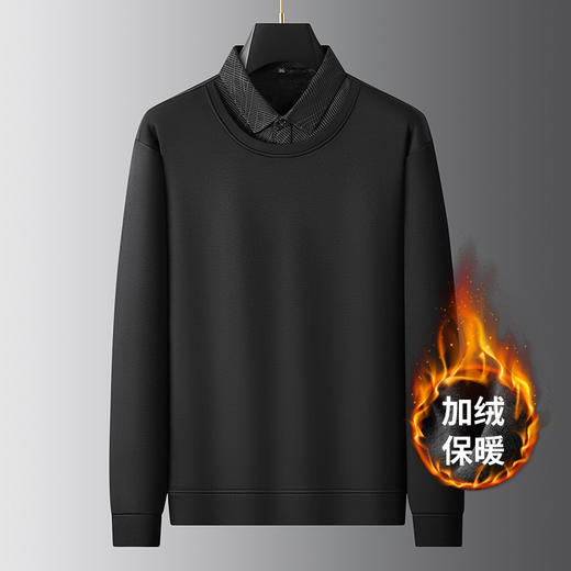 大依优型大码男装秋冬加绒假两件POLO衫休闲商务翻领长袖上衣300 商品图8