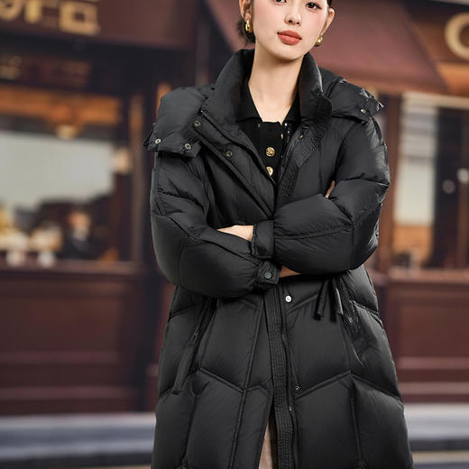 「高货kbnq」全新升级【铂金会员809/天猫1099/差价290】(01708)洛诗琳新款中长款羽绒服2025冬季保暖连帽过膝面包服 商品图2