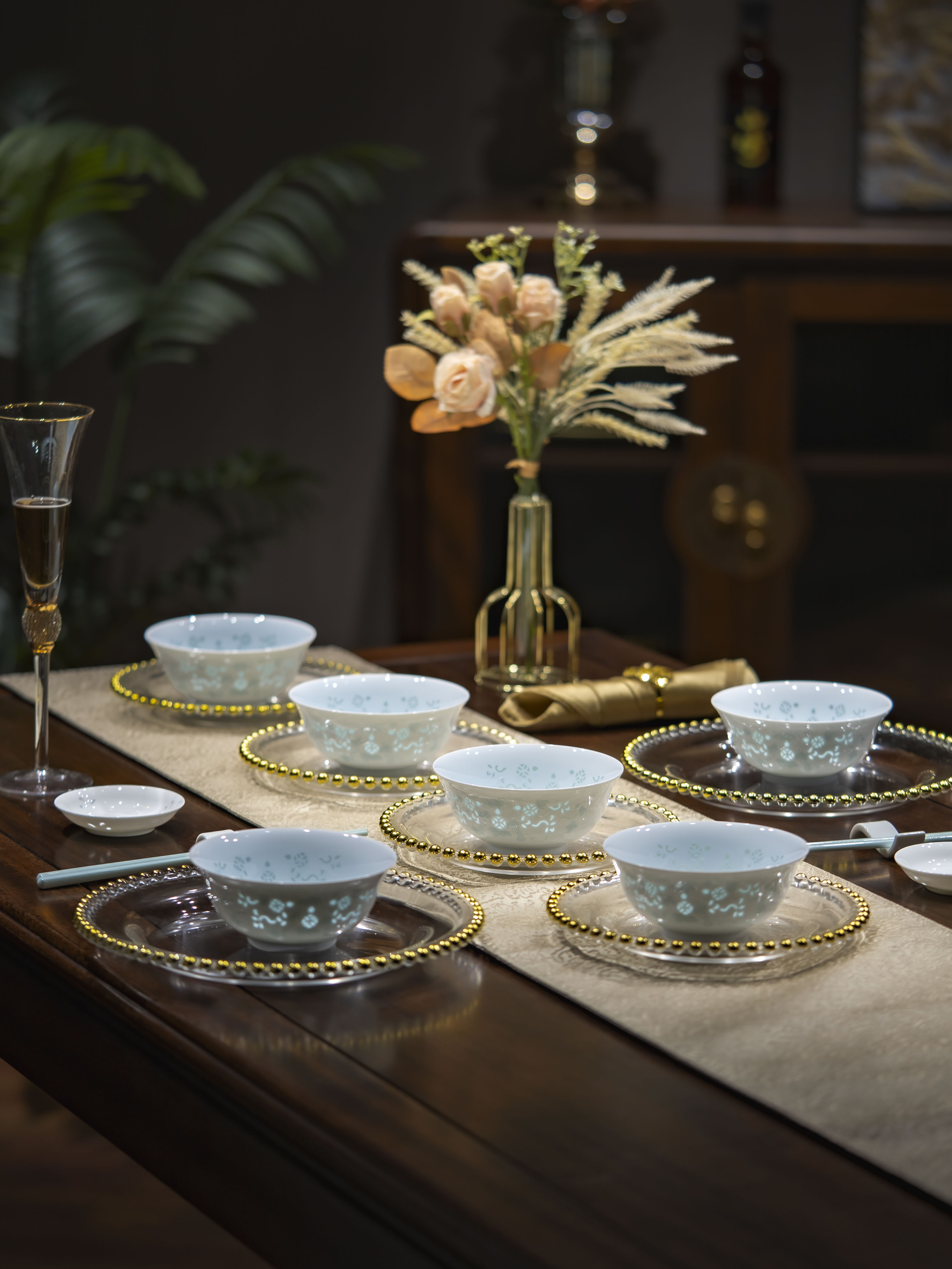 富玉陶瓷景德镇福禄安康饭碗家用高颜值玲珑乔迁之喜入宅搬家礼物餐具