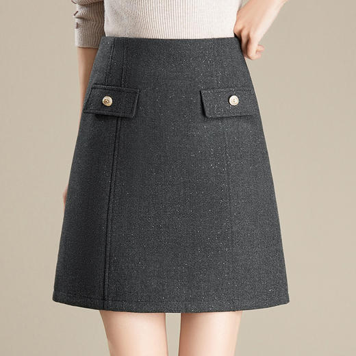 「自」全新升级【铂金会员119/天猫159/差价40】(21651)洛诗琳法式气质小香风亮片半身裙2025冬季新款高腰显瘦A字裙 商品图0