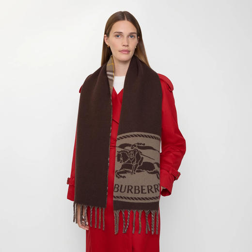 BURBERRY 巴宝莉 中性双面两用马术骑士印章围巾 混色 8109747 A1435 商品图3