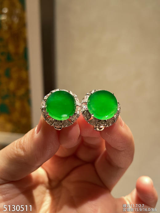 艳绿圆牌耳坠【5130511】具体价格微信咨询 商品图0