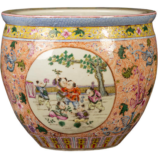 清	粉彩婴戏图五子登科画卷缸 商品图5