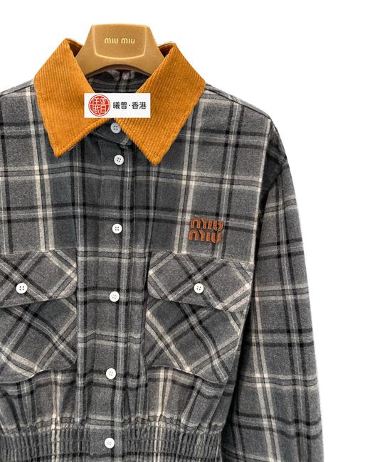 女款灯芯绒领格纹衬衣连衣裙hu017 商品图2