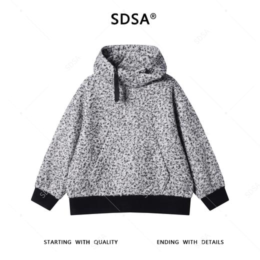 SDSA秋冬新款痞帅男装潮牌撞色拉链立领连帽卫衣休闲百搭套头上衣 商品图0