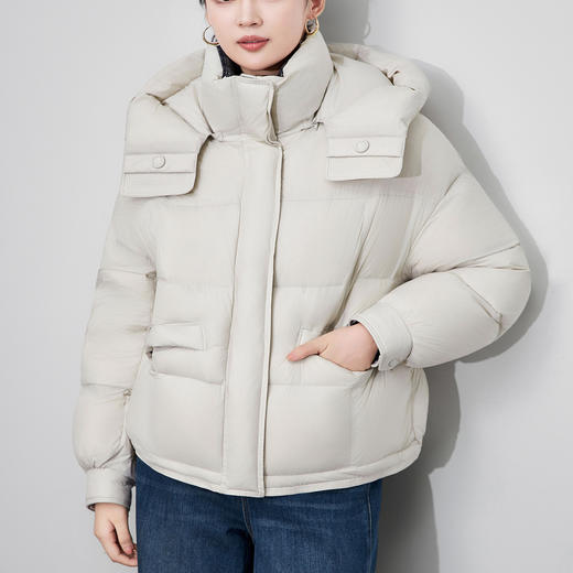 「高货wl」全新升级【铂金会员487/天猫659/差价172】(04814)洛诗琳格纹拼接90白鸭绒羽绒服2025冬季防风保暖短外套女 商品图1