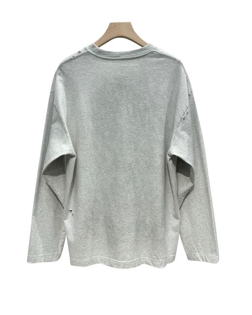 男款破洞做旧印花长袖T恤hu019 商品图1