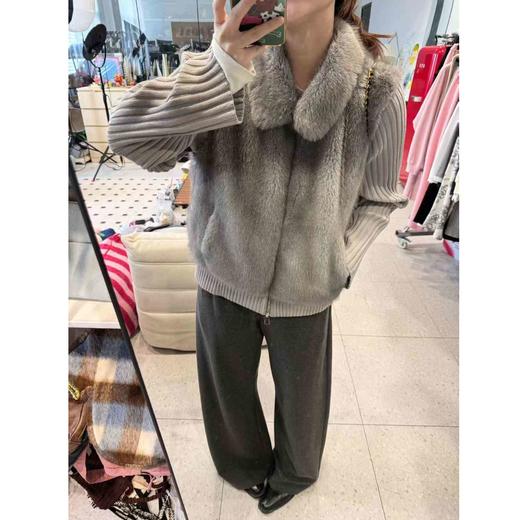 25AW上新 蕾蕾同款【北欧初雪】假两件针织拼接环保毛毛气质保暖外套 商品图1