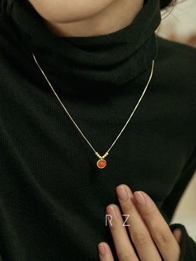 Oflye潮流饰品  S925银红玛瑙轻奢高级感项链新年新款设计感百搭项链
