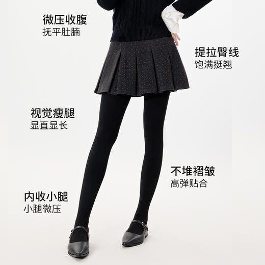 2025新品竖条纹打底裤女秋冬压力显瘦棉连裤袜防掉档提臀灰色系外穿一体裤 商品图4