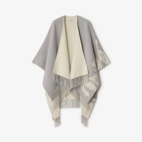 BURBERRY 巴宝莉 女士马术骑士羊毛羊绒披肩 灰色 8110228 C2987