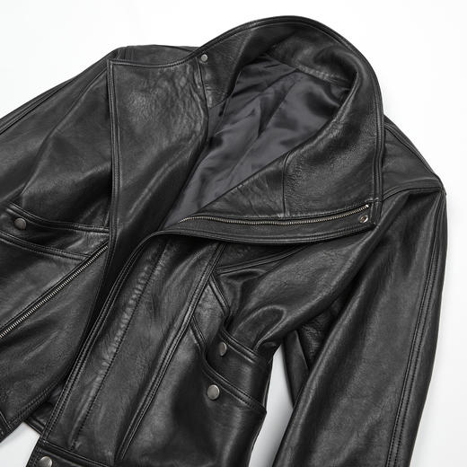 ROMI STUDIO“新西兰绵羊原皮”自然发泡皮廓形皮衣外套 RWCWWG6116 商品图4