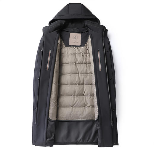 【DWY】【双充绒羽绒服】大依优型大码男装连帽中长款可脱卸羽绒服加肥加大商务休闲保暖外套 商品图4