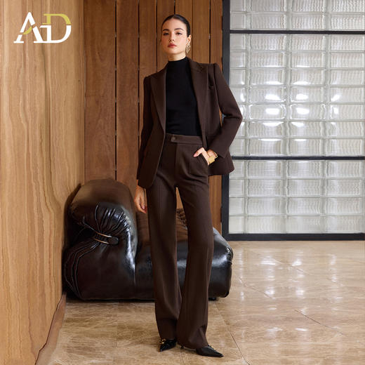 AD韩版气质西装套装女2025新款高智感毛呢阔腿裤两件套羊毛正装冬 商品图2