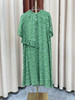 「断码清仓」复古绿不规则设计中长款桑蚕丝连衣裙 L码 ZFYY054 商品缩略图0