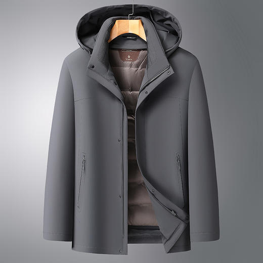 【可拆卸内胆】【鹅绒服】【DWY】大依优型大码男装可拆卸鹅绒连帽羽绒服外套加肥加大男士上衣 商品图2