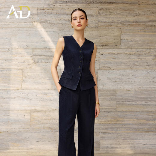 AD简约气质V领马甲上衣女2025新款内搭时尚职业装套装设计感马夹 商品图4