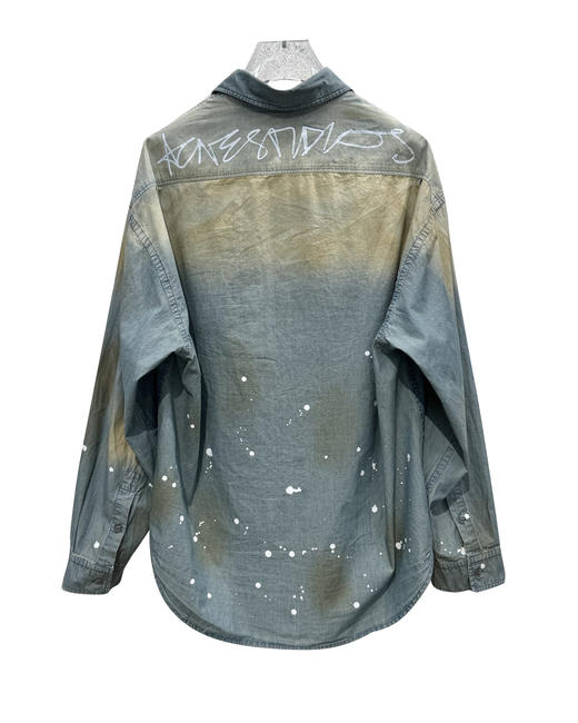 男款做旧泼墨印花长袖衬衫la001 商品图1