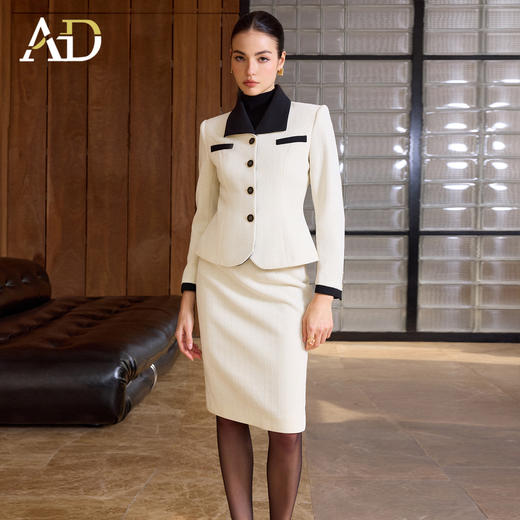 AD冬季新款穿搭一整套女高级感小香风名媛套装2025新款拼色两件套 商品图2