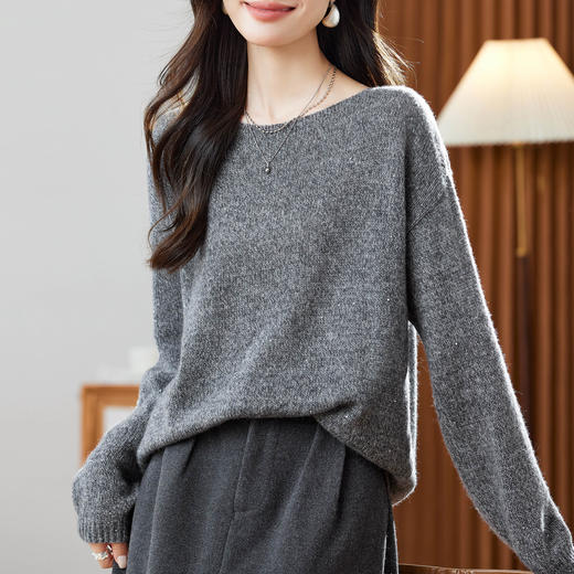 别致漂亮早秋上衣，慵懒风套头毛衣针织羊毛衫CC-66-6064 商品图1