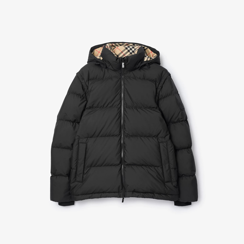 BURBERRY 巴宝莉 男士马术骑士徽标贴片可拆式衣袖羽绒服 黑色 8112660 A1189