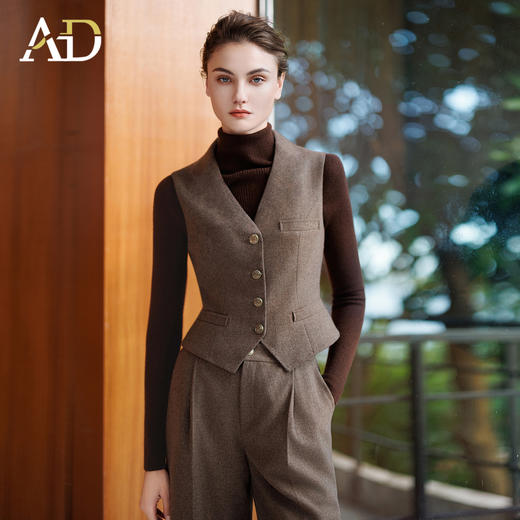 AD法式复古西装马甲女2025新款秋冬高级感修身英伦上衣羊毛马甲 商品图1