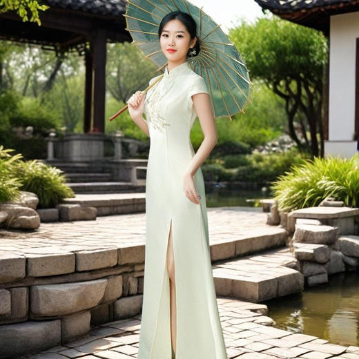 旗袍2025新款高端走秀中国优雅改良连衣裙修身舞台长款演出服 商品图1