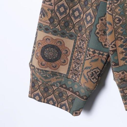 SDSA男士秋冬新款痞帅男装复古撞色花卉连帽卫衣宽松高街套头上衣 商品图4