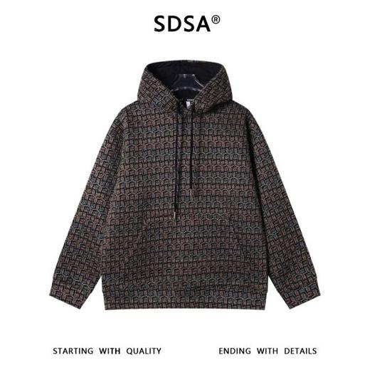 WY1336SDSA男士秋冬新款痞帅男装时尚撞色格子绒毛抽绳连帽卫衣百搭宽松 商品图1