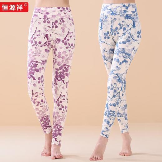恒源祥舒适棉95%吸湿透气女士薄款秋冬保暖裤碎花妈妈针织秋裤 商品图5