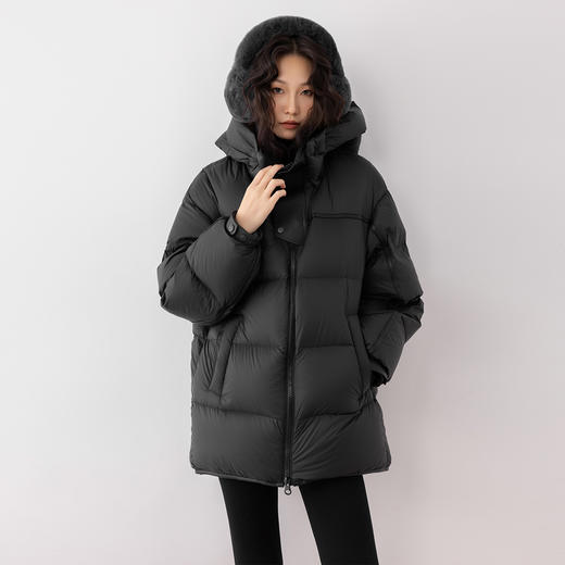 COCO ZONE 90鹅绒设计感连帽羽绒棉气质保暖上衣CC2C1968 商品图1