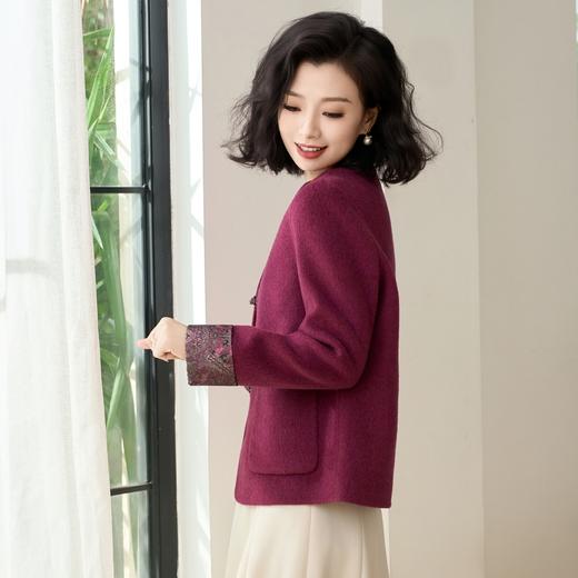 西子/花木兰 羊毛羊绒莱赛尔新中式拼接袖呢子外套/WTYF0231 商品图3