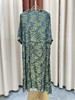 「断码清仓」墨绿色艺术感抽象印花不规则真丝长裙 L码 ZFYY052 商品缩略图1