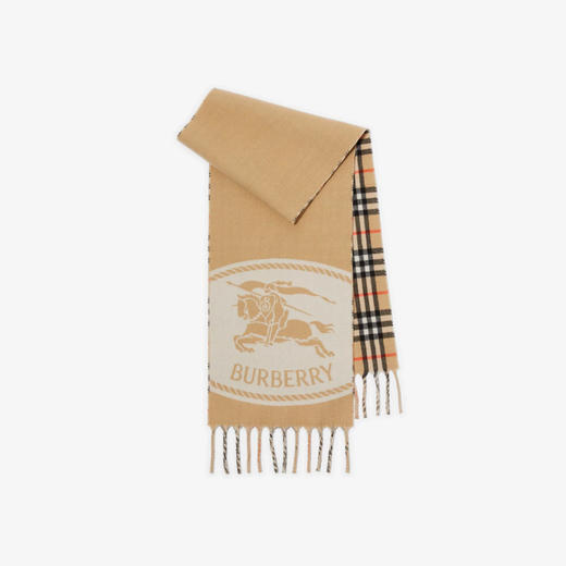 BURBERRY 巴宝莉 中性双面两用骑士印章羊绒围巾 格子 8109751 A2021 商品图0