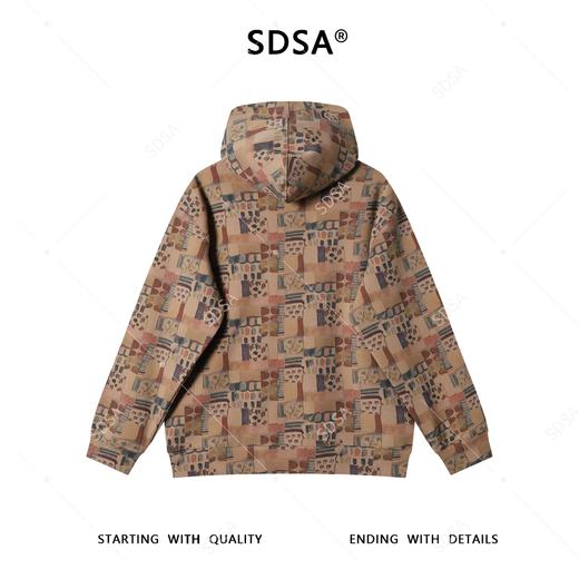 SDSA男士秋冬新款痞帅男装简约时尚趣味印花连帽卫衣百搭套头上衣 商品图5
