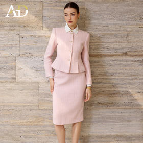 AD富家千金气质名媛套装女2025新款雪尼尔小香风包臀裙羊毛两件套