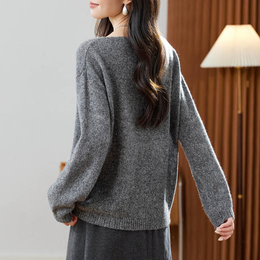 别致漂亮早秋上衣，慵懒风套头毛衣针织羊毛衫CC-66-6064 商品图3