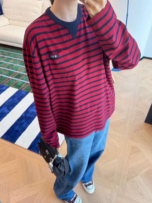 普拉达 26年早春系列 最新徽标红蓝条纹T恤(KX*MM) 商品图2